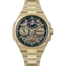 Image of Ingersoll The Spirit I15803 Men's 46.7mm Automatic Watch Green Dial Gold Brac...