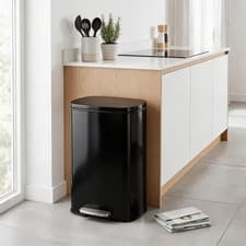 Image of 50L Square Stainless Steel Kitchen Pedal Bin with Soft Close Lid