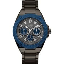 Image of New Mens Guess Legacy Gun Metal Grey & Blue Multi Dial 50m Watch W1305G3 £249