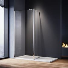 Image of Wet Room Shower Screen With Flipper Walk In Enclosure 8mm NANO Easy Clean Glass