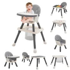 Image of 7-in 1 Baby High Chair, Highchair with Removable Game Table, Adjustable Height