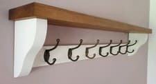Image of Coat Rack With Shelf 7 Double Hooks Dark Oak Wax,chunky All White