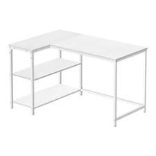 Image of VASAGLE L Shaped Corner Desk, Computer Gaming Desk with Storage,Maple White
