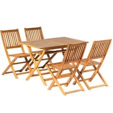 Image of 5PCS Acacia Wood Outdoor Dining Set Folding Table w/ 4 Chairs Patio Garden Patio