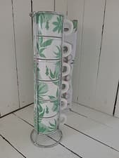 Image of 6 Bialetti Romantic Wild Moka Porcelain Stackable Espresso Cups Shot 60ml Green