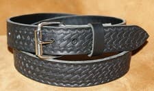 Image of Black Cross Weave Belt Hand Made Embossed Real Full Grain Leather 32mm xl xxl