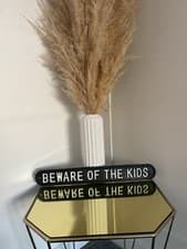 Image of "Beware of the Kids" Cast Iron Wall Sign – Fun Family Home or Garden Decor