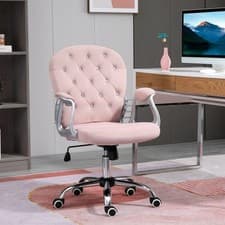 Image of Office Chair Luxury Velour Diamond Tufted Padded Ergonomic 360° Swivel Pink