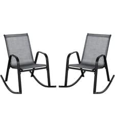 Image of COSTWAY Patio Rocking Chair Set of 2 Garden Outdoor Ergonomic Rockers