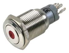 Image of Double Pole Double Throw (DPDT) Latching Push Button Switch, 16.2mm, Panel Mount