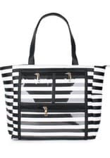 Image of PU Striped Handbag Water Resistant with multiple display windows