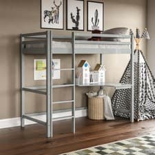 Image of High Sleeper Bunk Bed Loft Cabin Bed Solid Pine Wood Frame Desk Kids Single 3FT