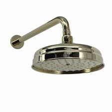 Image of Fixed Shower Head Arm Large Wall Mounted 200mm English Gold Brass ENKI RA057