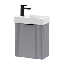 Image of Retro Wall Hung 1 Door Cloakroom Vanity Basin Unit - 400mm - Choice of Colour