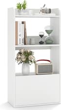 Image of Bookshelf Tall Wooden Bookcase 3 Tier Shelf with Drawer Storage Rustic Brown