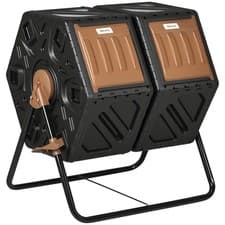 Image of Outsunny 130L Compost Bin Dual Chamber Rotating Composter w/ Ventilation Holes
