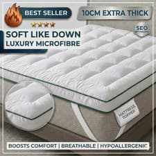 Image of Hotel Quality Mattress Topper 10cm Deep Thick Single Double King Super All SIZES