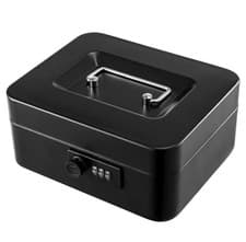 Image of Durable Steel Cash Box with Combination Lock, Removable Coin Tray, and 2 Color O