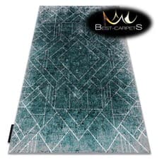 Image of Modern Designer cheap Rug DE LUXE structural geometric GREY / GREEN High Quality