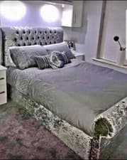 Image of new year Stylish Sleigh Chesterfield Upholstered Designer Crushed Velvet Bed