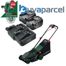 Image of Bosch Rotak 18V2-38 Twin 18v 36v Cordless Lawnmower Mower 32cm 2x 4Ah Battery