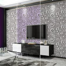 Image of 9.5M Modern Luxury 3D Effect Abstract Curve Livingroom Wallpaper Non-woven Wall