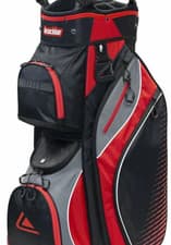 Image of LONGRIDGE DELUXE LITE 14 WAY DIVIDER GOLF CART TROLLEY BAG - BLACK / RED