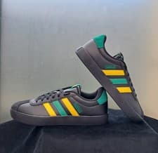 Image of Adidas VL Court 3.0 Shoes Men's UK Size 9 Black/Green/Yellow