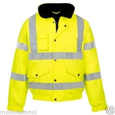 Image of HI VIZ JACKET VIS VISIBILITY SECURITY WORK CONTRACTOR WATERPROOF PADDED HOODED