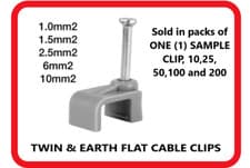 Image of 1mm grey Cable Clip 1.5mm Clip 2.5mm Cable Clips 6mm 10mm Twin Earth Wire Clips