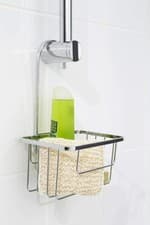 Image of Croydex Hook Over Caddy Basket - Chrome Shower Riser Rail 5 Year Rust Guarantee