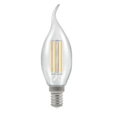 Image of LED Clear Bent Tip Candle 4.2 Watt SES Dimmable 2700k warm white Crompton 12165