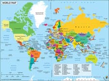 Image of A2 Large Map of the World Poster atlas wall chart educational school prints