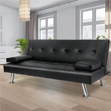 Image of Modern 3 Seater Sofa Bed Convertible With Metal Legs For Living Room