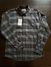 Image of New Barbour Men’s Flannel Check Shirt Large Brushed Cotton Tailored Fit
