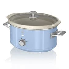 Image of Swan Slow Cooker 3.5L Retro in Blue with Keep Warm Function -  SF17021BLN