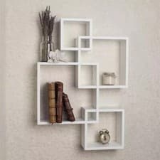 Image of Floating Wall Shelves Square 4-Multi Levels Display Storage Shelf Home Office