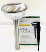 Image of LumiLife Solar Powered Garden Spike Light Stainless Steel Outdoor Path Light