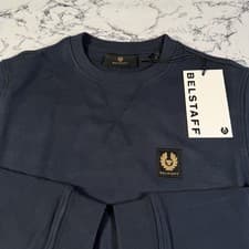 Image of BELSTAFF Mens Dark Ink Navy Blue Classic Phoenix Logo Sweatshirt SIZE SMALL BNWT