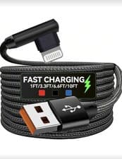 Image of 1m MFi Certified 2.4A 12W Fast Charging 90-Degree USB-A To Lightning Data Cable