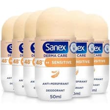 Image of Sanex Derma Care Sensitive 48-Hour Antiperspirant Roll-On Deodorant 6x50ml