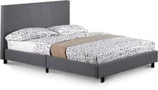Image of Double 4ft6 Bed, Linen Grey Fabric Bed frame Solid Wooden Sprung Slatted Base