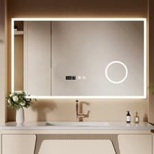 Image of LED Bathroom Mirror w/ Touch Sensor 3-Color Light Shaver Socket Demister Fvjjcww