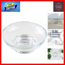 Image of Elegant Clear Glass Soap Dish Replacement, Universal Bathroom Bar Holder, 4.25in