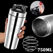 Image of Protein Shaker Bottle Leak-Proof Metal Shaker Cup Stainless Steel Protein Mixer