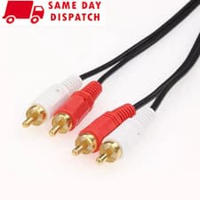 Image of Twin RCA Phono Red White CABLE 2 x Male to 2 xMale OFC Shielded Audio LEAD Audio