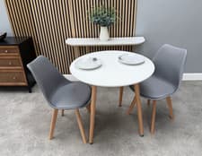 Image of Round Dining Set | Halo Round Table & Lorenzo Jamie Tulip Chair | Set of 2