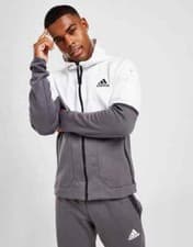 Image of ADIDAS DESIGNED FOR GAMEDAY GREY/WHITE FULL ZIP HOODIE SWEATSHIRT MEDIUM NEW