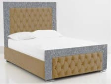 Image of PLUSH VELVET GLITTER BED FRAME, CHESTERFIELD BED, DOUBLE BED KING SUPER KING