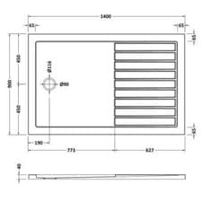 Image of Hudson Reed Grey Slate Walk-In Shower Trays with Drying Area Modern Bathroom